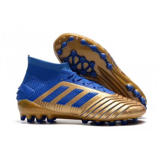 Calidad superior  Botas de fútbol Adidas Predator 19.1 AG Dorado Azul