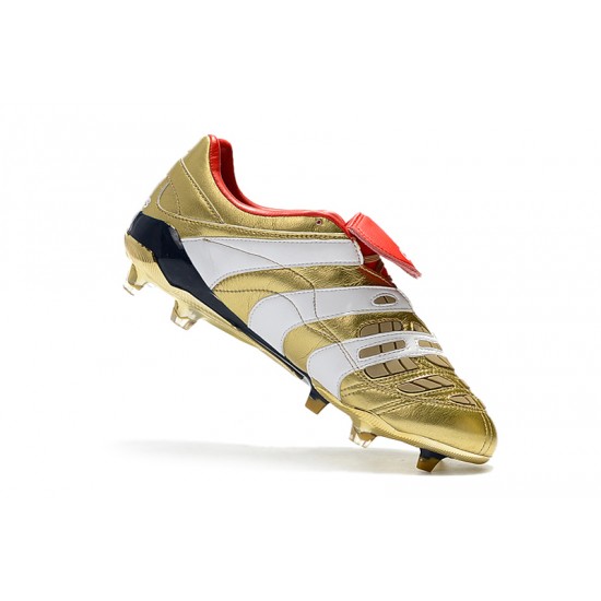 Alta calidad Botas de fútbol Adidas Predator Accelerator ElectrIC Salaity FG Dorado Blanco