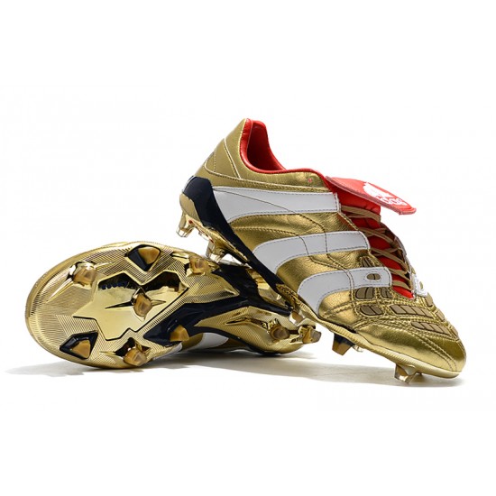 Alta calidad Botas de fútbol Adidas Predator Accelerator ElectrIC Salaity FG Dorado Blanco