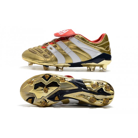 Alta calidad Botas de fútbol Adidas Predator Accelerator ElectrIC Salaity FG Dorado Blanco