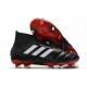 Alta calidad Botas de fútbol Adidas Predator Mania 19.1 FG Cuero Negro Blanco Rojo