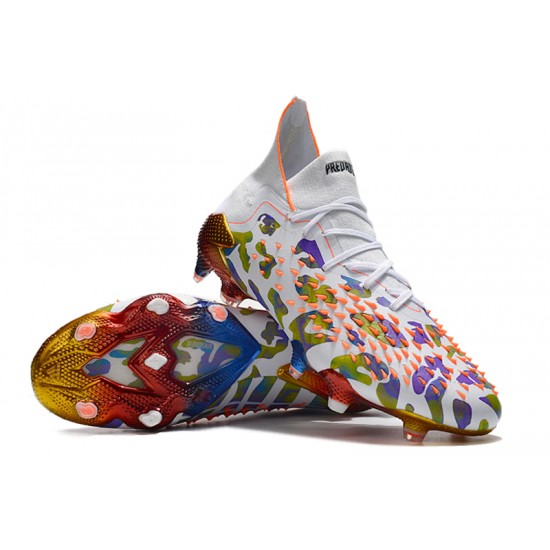 Explorar  Botas de fútbol Adidas Predator Freak .1 FG Pogba Blanco Púrpura dorado