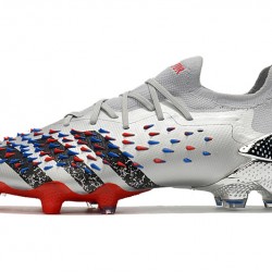 Botas de fútbol Adidas Predator Freak .1 Low FG Plata Azul Rojo 