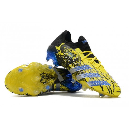 Alta calidad Botas de fútbol Adidas Predator Freak .1 Low FG Amarillo Azul Negro
