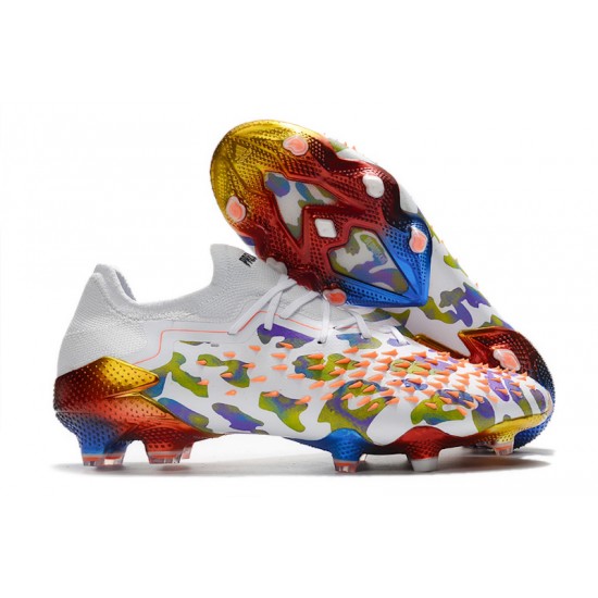Mejor calidad  Botas de fútbol Adidas Predator Freak .1 Low FG Pogba Blanco Rojo Púrpura