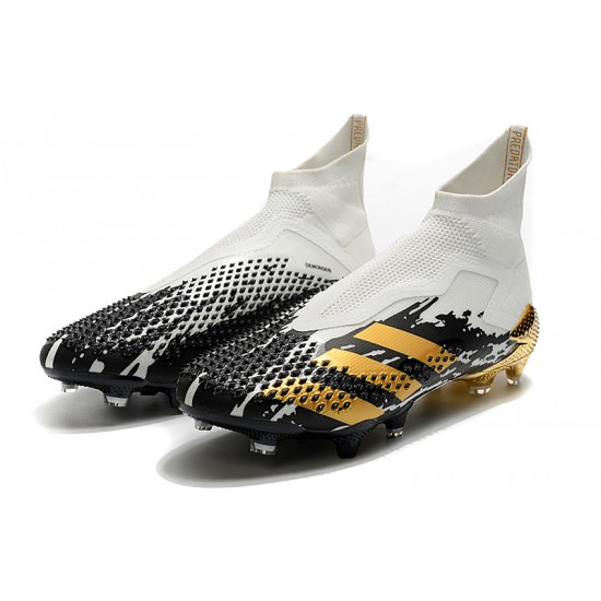 Alta calidad Botas de fútbol Adidas Predator Mutator 20+ FG - Blanco Negro dorado