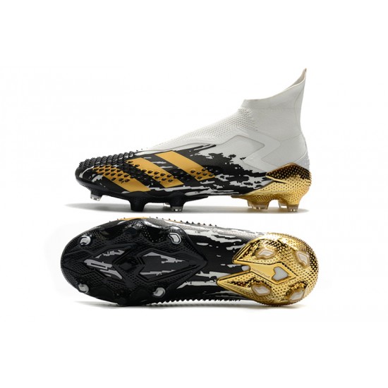 Alta calidad Botas de fútbol Adidas Predator Mutator 20+ FG - Blanco Negro dorado