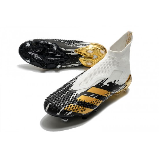 Alta calidad Botas de fútbol Adidas Predator Mutator 20+ FG - Blanco Negro dorado