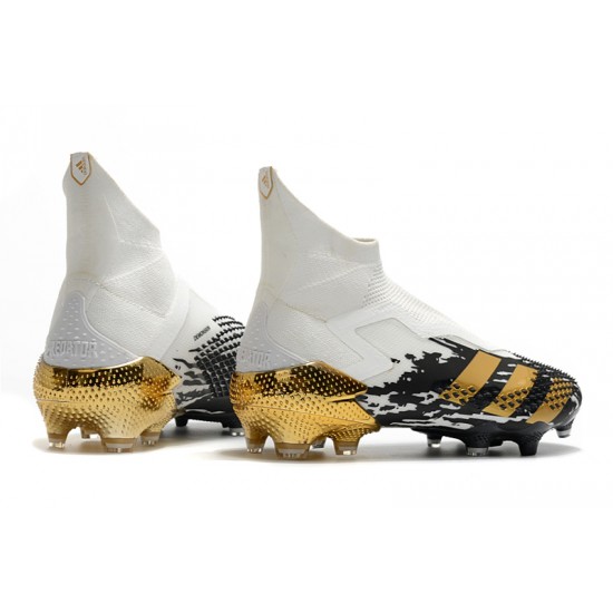 Alta calidad Botas de fútbol Adidas Predator Mutator 20+ FG - Blanco Negro dorado