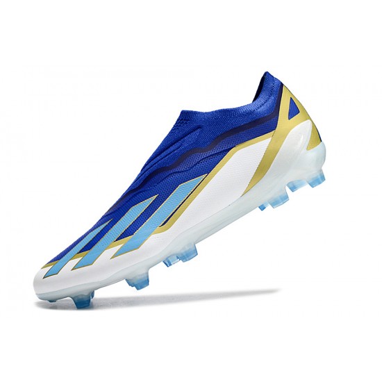 Alta calidad Adidas X CRAZYFAST.1 FG Azul Blanco Hombre Zapatos De Futbol