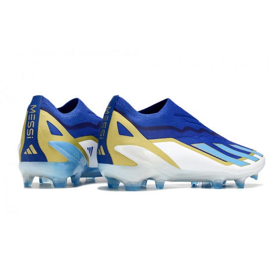 Alta calidad Adidas X CRAZYFAST.1 FG Azul Blanco Hombre Zapatos De Futbol