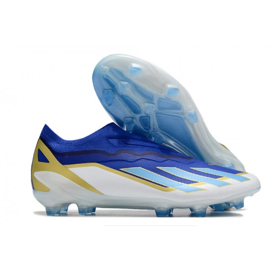 Alta calidad Adidas X CRAZYFAST.1 FG Azul Blanco Hombre Zapatos De Futbol