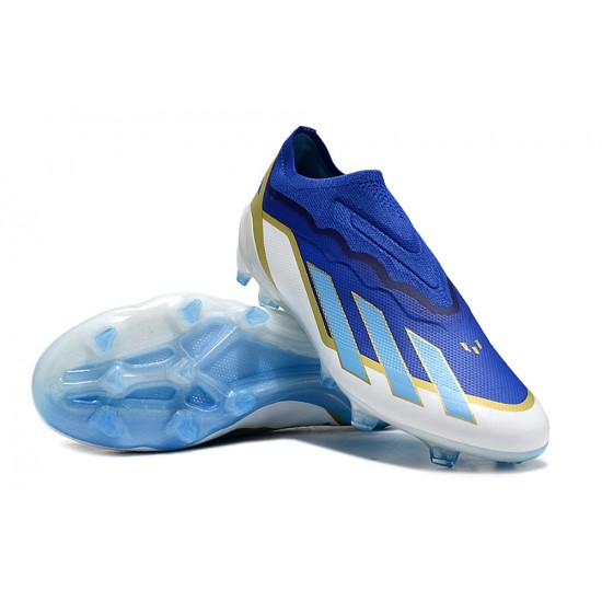 Alta calidad Adidas X CRAZYFAST.1 FG Azul Blanco Hombre Zapatos De Futbol