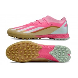 Adidas X Speedportal.1 TF Hombre Rosa y Oro Zapatos De Futbol