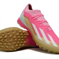Adidas X Speedportal.1 TF Hombre Rosa y Oro Zapatos De Futbol