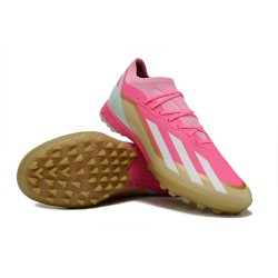 Adidas X Speedportal.1 TF Hombre Rosa y Oro Zapatos De Futbol