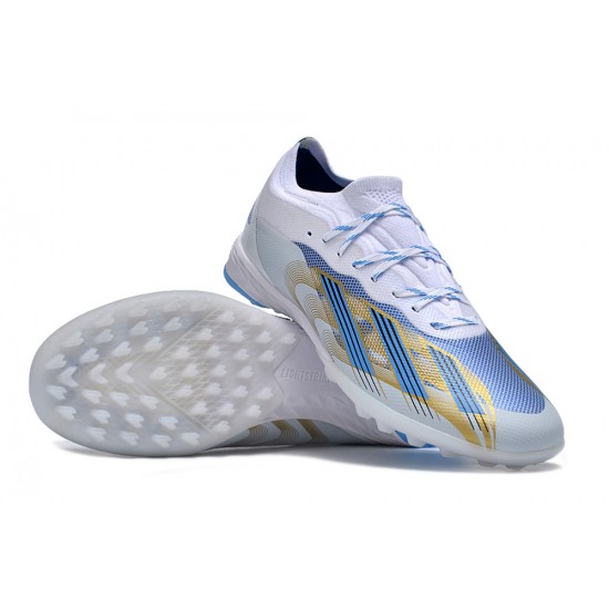 Alta calidad Hombre/Mujer Adidas X Speedportal.1 TF Blanco Oro Zapatos De Futbol