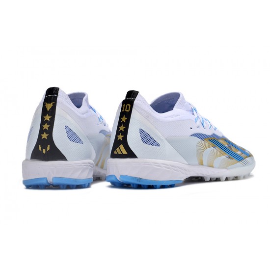 Alta calidad Hombre/Mujer Adidas X Speedportal.1 TF Blanco Oro Zapatos De Futbol