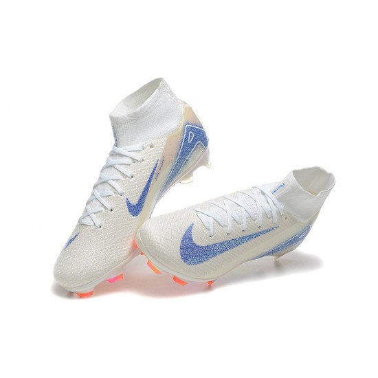 Tienda  Nike Mercurial Superfly 10 Elite FG Azul y Blanco Hombre Zapatos De Futbol