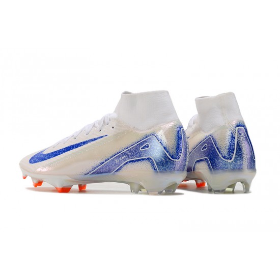 Mejor calidad  Nike Mercurial Superfly 10 Elite FG Blanco Azul Hombre Zapatos De Futbol