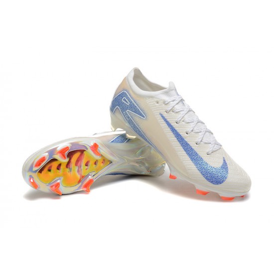 Tienda  Nike Mercurial Vapor 16 Elite FG Blanco y Azul Hombre Zapatos De Futbol