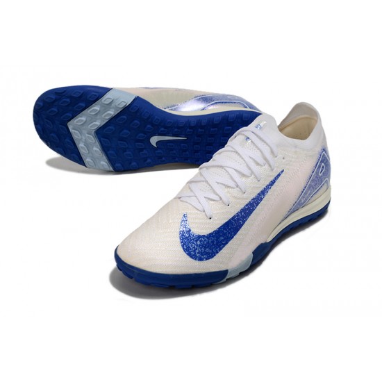 Alta calidad Nike Mercurial Vapor 16 Elite TF Hombre Azul y Blanco Zapatos De Futbol