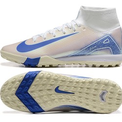 Nike Mercurial Superfly 10 Elite TF Blanco y Azul Zapatos De Futbol