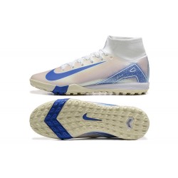 Nike Mercurial Superfly 10 Elite TF Blanco y Azul Zapatos De Futbol
