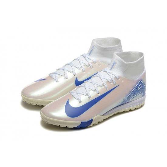 Comprar ahora  Nike Mercurial Superfly 10 Elite TF Blanco y Azul Zapatos De Futbol