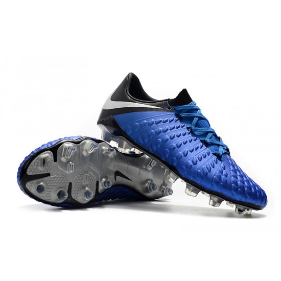 Alta calidad Botas de fútbol Nike Phantom III DF FG Azul oscuro Plata