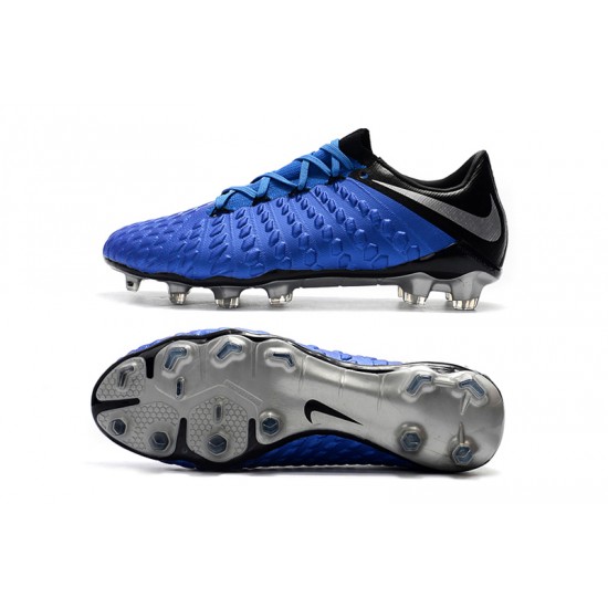 Alta calidad Botas de fútbol Nike Phantom III DF FG Azul oscuro Plata