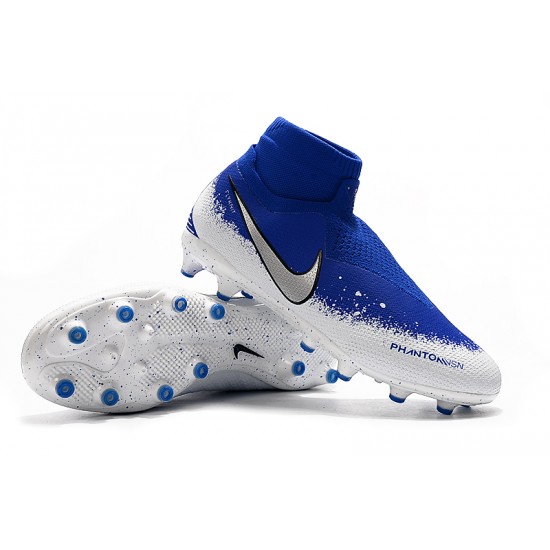 Explorar  Botas de fútbol Nike Phantom VSN Elite DF AG Azul Blanco