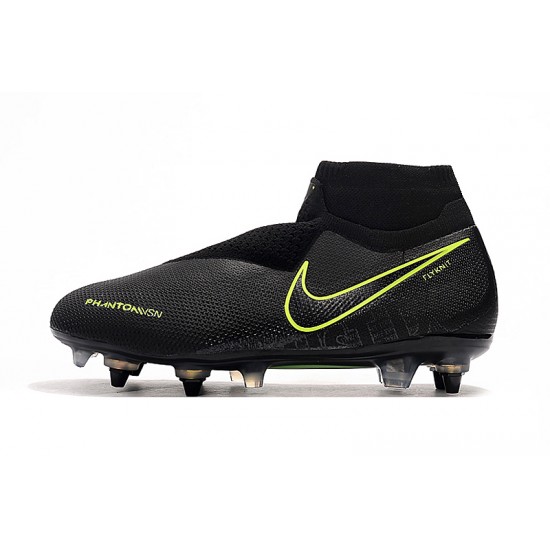 Alta calidad Botas de fútbol Nike Phantom VSN Elite DF SG-Pro Anti Clog Negro Fluo Verde