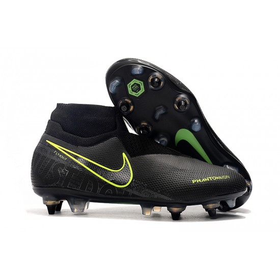 Alta calidad Botas de fútbol Nike Phantom VSN Elite DF SG-Pro Anti Clog Negro Fluo Verde