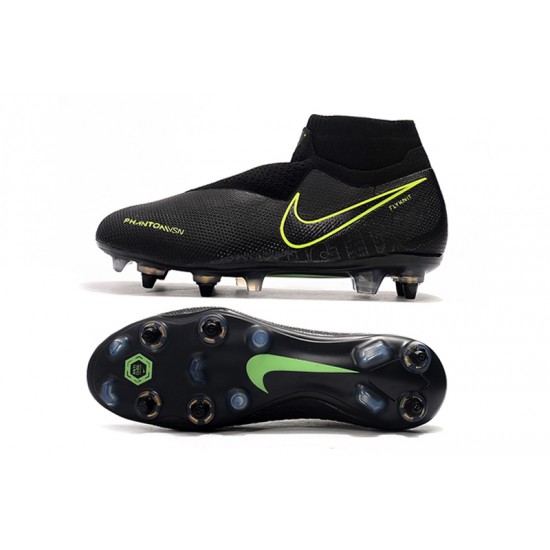 Alta calidad Botas de fútbol Nike Phantom VSN Elite DF SG-Pro Anti Clog Negro Fluo Verde