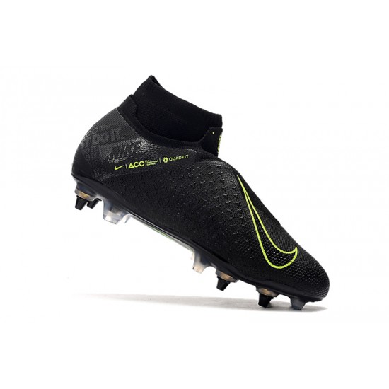 Alta calidad Botas de fútbol Nike Phantom VSN Elite DF SG-Pro Anti Clog Negro Fluo Verde