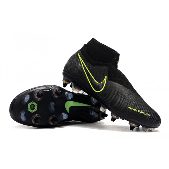 Alta calidad Botas de fútbol Nike Phantom VSN Elite DF SG-Pro Anti Clog Negro Fluo Verde