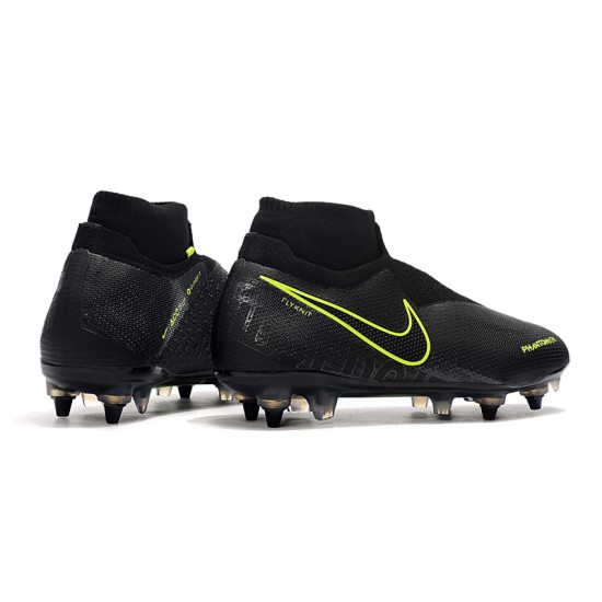 Alta calidad Botas de fútbol Nike Phantom VSN Elite DF SG-Pro Anti Clog Negro Fluo Verde