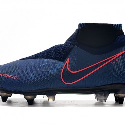 Botas de fútbol Nike Phantom VSN Elite DF SG-Pro Anti Clog Azul real Rojo