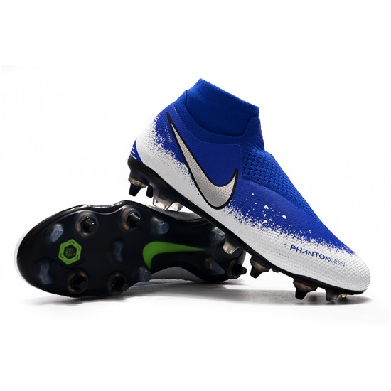 Descubrir  Botas de fútbol Nike Phantom VSN Elite DF SG-Pro Anti Clog Azul Blanco Plata
