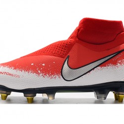 Botas de fútbol Nike Phantom VSN Elite DF SG-Pro Anti Clog Rojo Blanco Plata