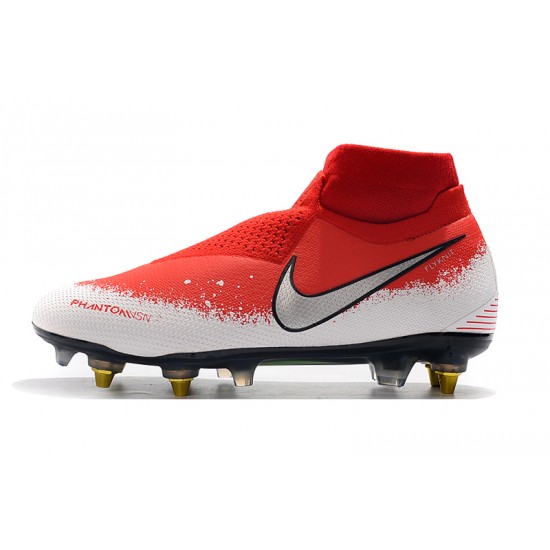 Descubrir  Botas de fútbol Nike Phantom VSN Elite DF SG-Pro Anti Clog Rojo Blanco Plata