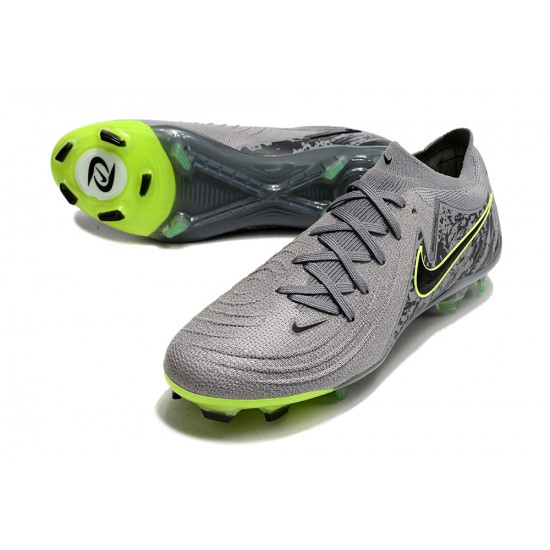 Alta calidad Nike Phantom Luna Elite FG Gris Negro Hombre Zapatos De Futbol
