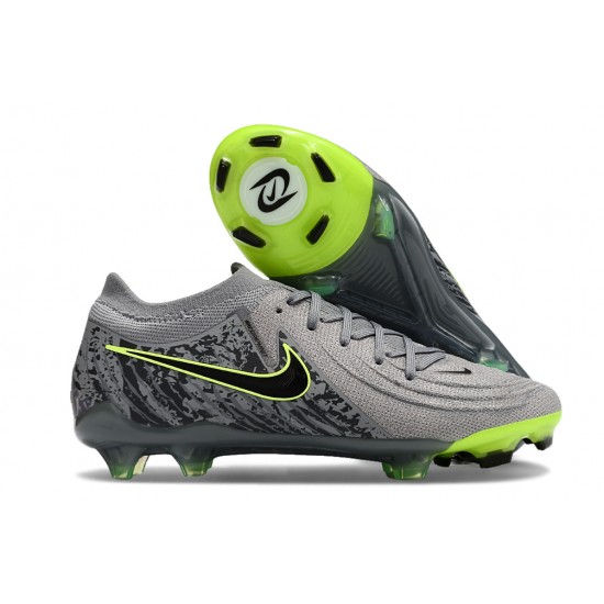 Alta calidad Nike Phantom Luna Elite FG Gris Negro Hombre Zapatos De Futbol
