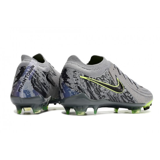 Alta calidad Nike Phantom Luna Elite FG Gris Negro Hombre Zapatos De Futbol