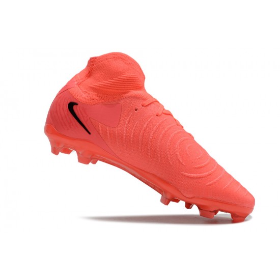 Alta calidad Nike Phantom Luna Elite FG High top Rojo Negro Zapatos De Futbol