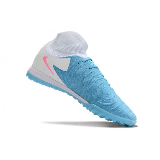 Calidad superior  Nike Phantom Luna Elite TF High top Azul Blanco Hombre Zapatos De Futbol