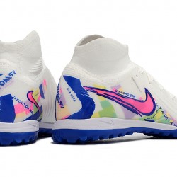 Nike Phantom Luna Elite TF High top Blanco Azul Hombre Zapatos De Futbol