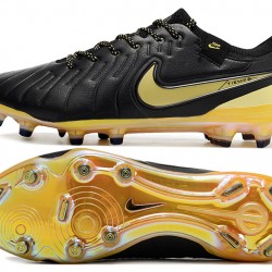 Nike Tiempo Legend 10 Elite FG Negro Amarillo Hombre Zapatos De Futbol