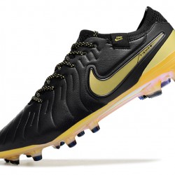 Nike Tiempo Legend 10 Elite FG Negro Amarillo Hombre Zapatos De Futbol